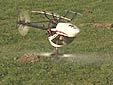 Modellhubschrauber im Flug ber Kopf